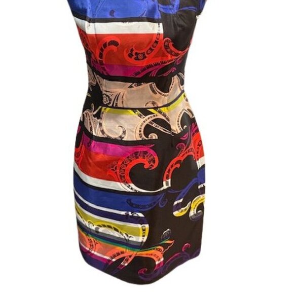Trina Turk Black Mini Dress with Oversized Colorful Paisley Print – Size 8 - Picture 3 of 9